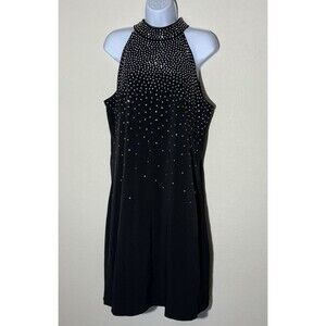 Womens Dress 14 Black w Silver studs Embellished Jax Lined Chocker‎ Coller Goth